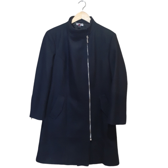 Two Women & A Trunk Women's Wool Blend Mid Length Jacket Dark Navy Size Large - Picture 2 of 7